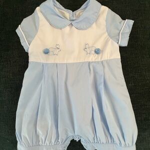 Baby Boy Bubble Blue Bunny Embroidered Size 9M